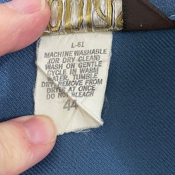 Mens 1970s Vintage Groovy Hippie Dagger Collar Shirt/Jacket Button Down Blue XL - Picture 9 of 15